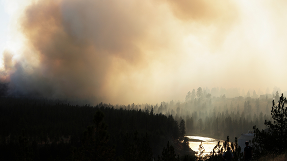 A large smoky fire.