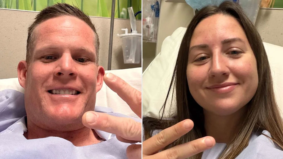 A man and a woman in the hospital.