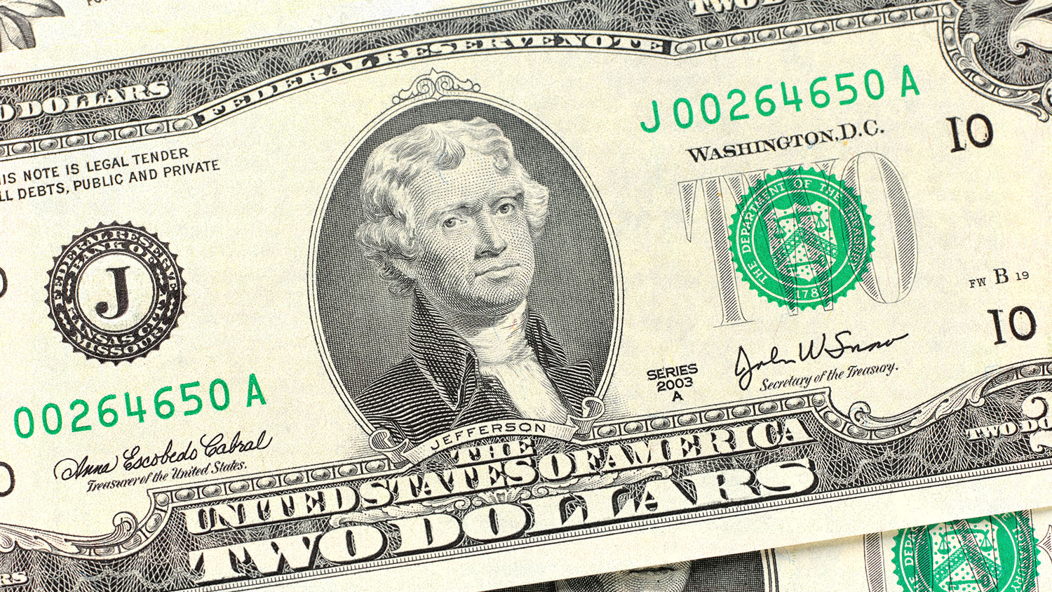 A two dollar bill.
